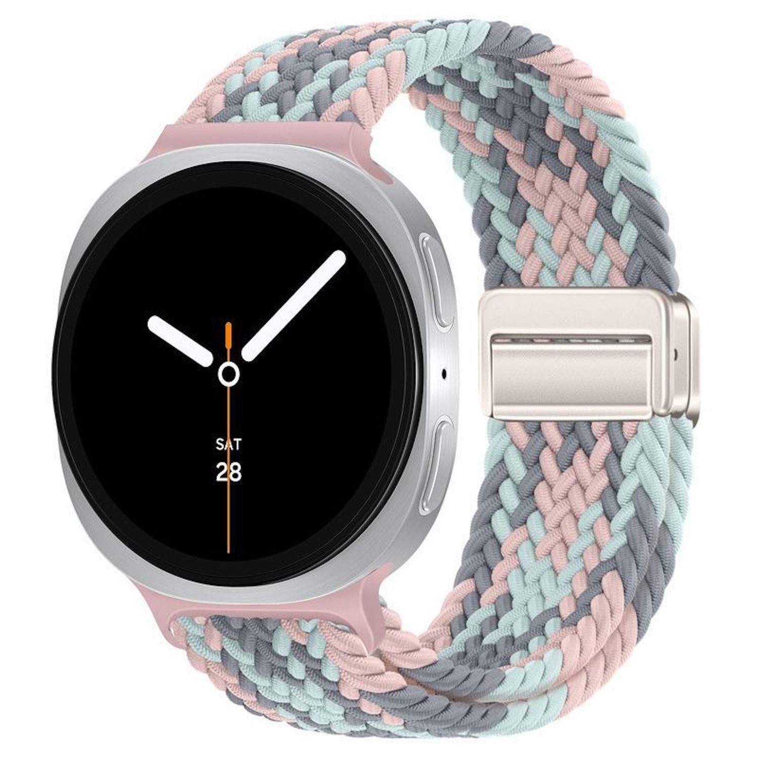 Wigento Smartwatch-Armband Magnetverschluss Nylon für Samsung Galaxy Watch 9 / 8 / 8 Classic Loop, Atmungsaktiv, verstellbar, magnetisch