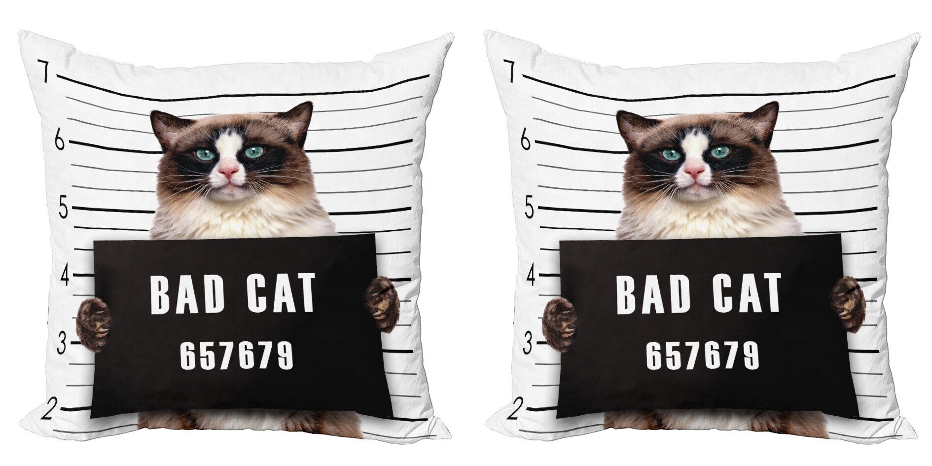 Kissenbezüge Modern Accent Doppelseitiger Digitaldruck, Abakuhaus (2 Stück), Tier Jail Kitty Under Arrest