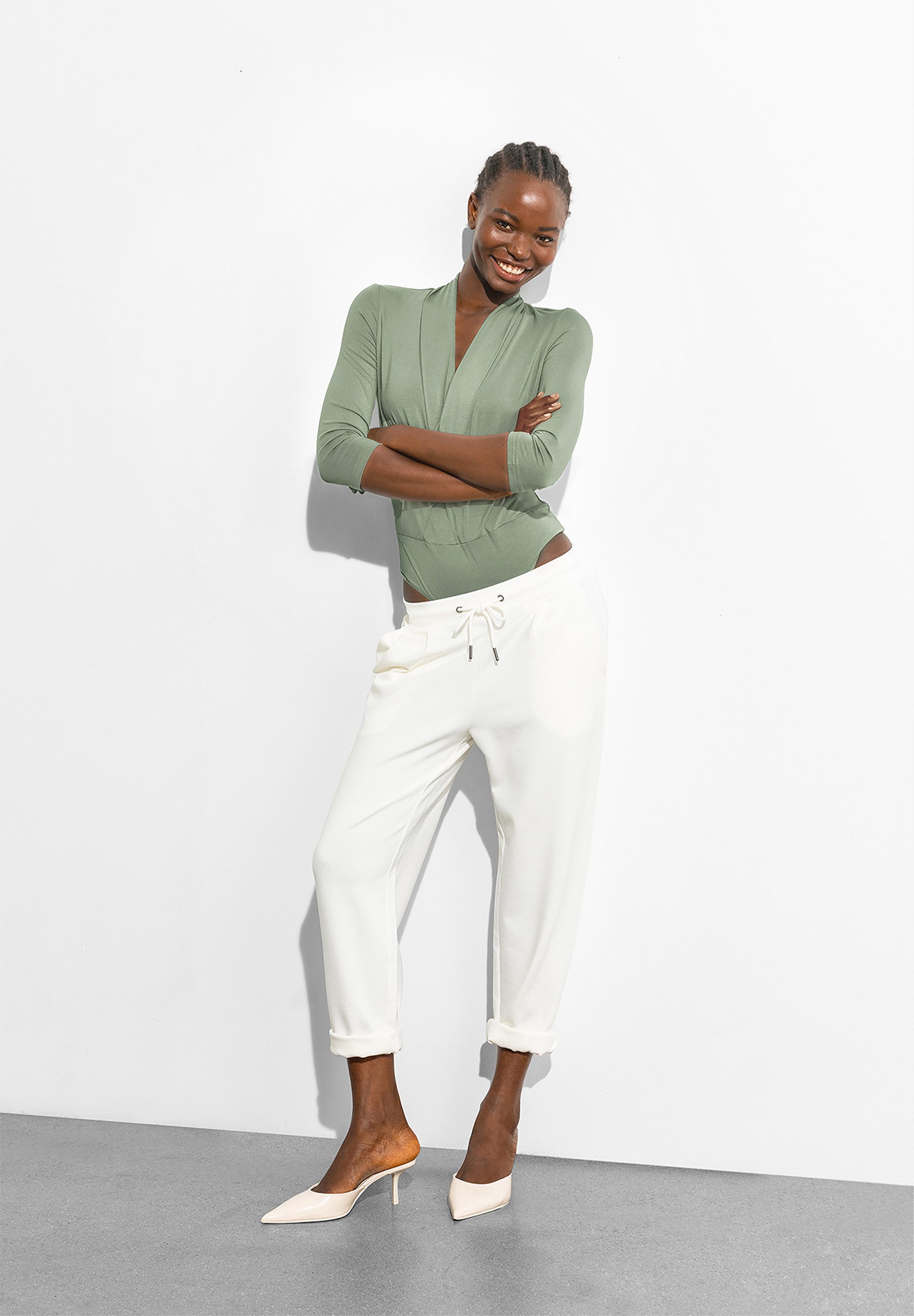 Les Lunes Langarmbody Toni Wickelelement, zum Stillen geeignet, V-Ausschnitt, Druckknöpfe