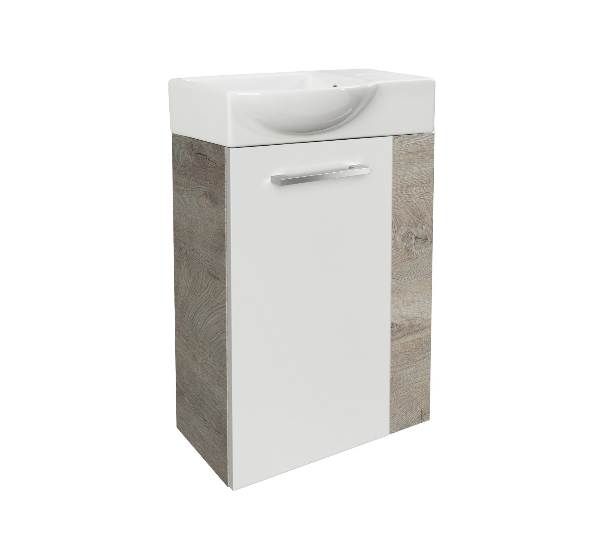 FACKELMANN Waschbecken SBC STANFORD Gäste WC Set 2-teilig 45 cm, Braun hell