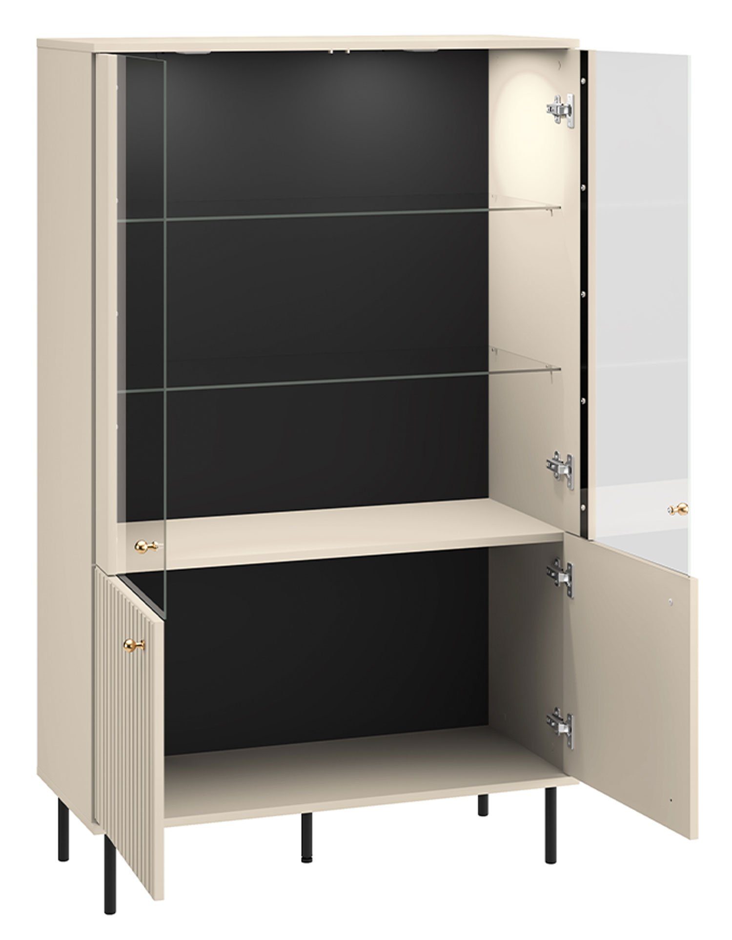 Vitrine kaschmir Sophie 92cm (Vitrinenschrank, 1-teilig) matt Feldmann-Wohnen