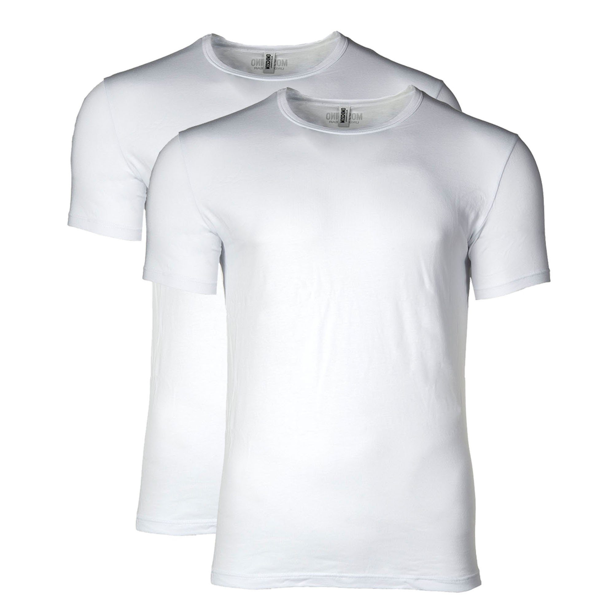 Pack Neck, Moschino 2er Rundhals - Herren T-Shirt Crew Weiß T-Shirt