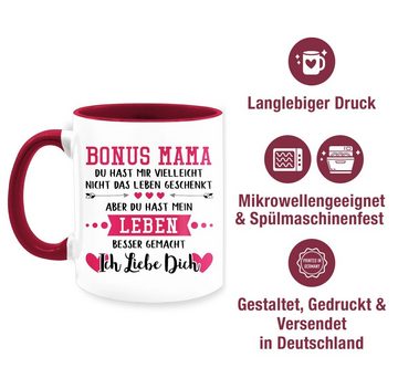 Shirtracer Tasse Bonus Mama Ich Liebe Dich Schwarz, Keramik, Muttertagsgeschenk