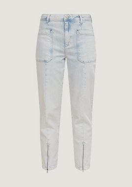 comma casual identity 7/8-Jeans Relaxed: Jeans mit Zipp-Details Ziernaht, Leder-Patch, Reißverschluss