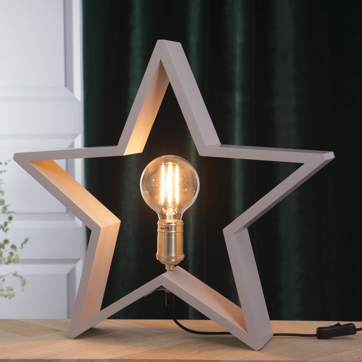 STAR TRADING LED Stern »Holzstern Adventsstern Weihnachtsstern Tischlampe  Deko stehend 50cm E27 hellgrau« online kaufen | OTTO