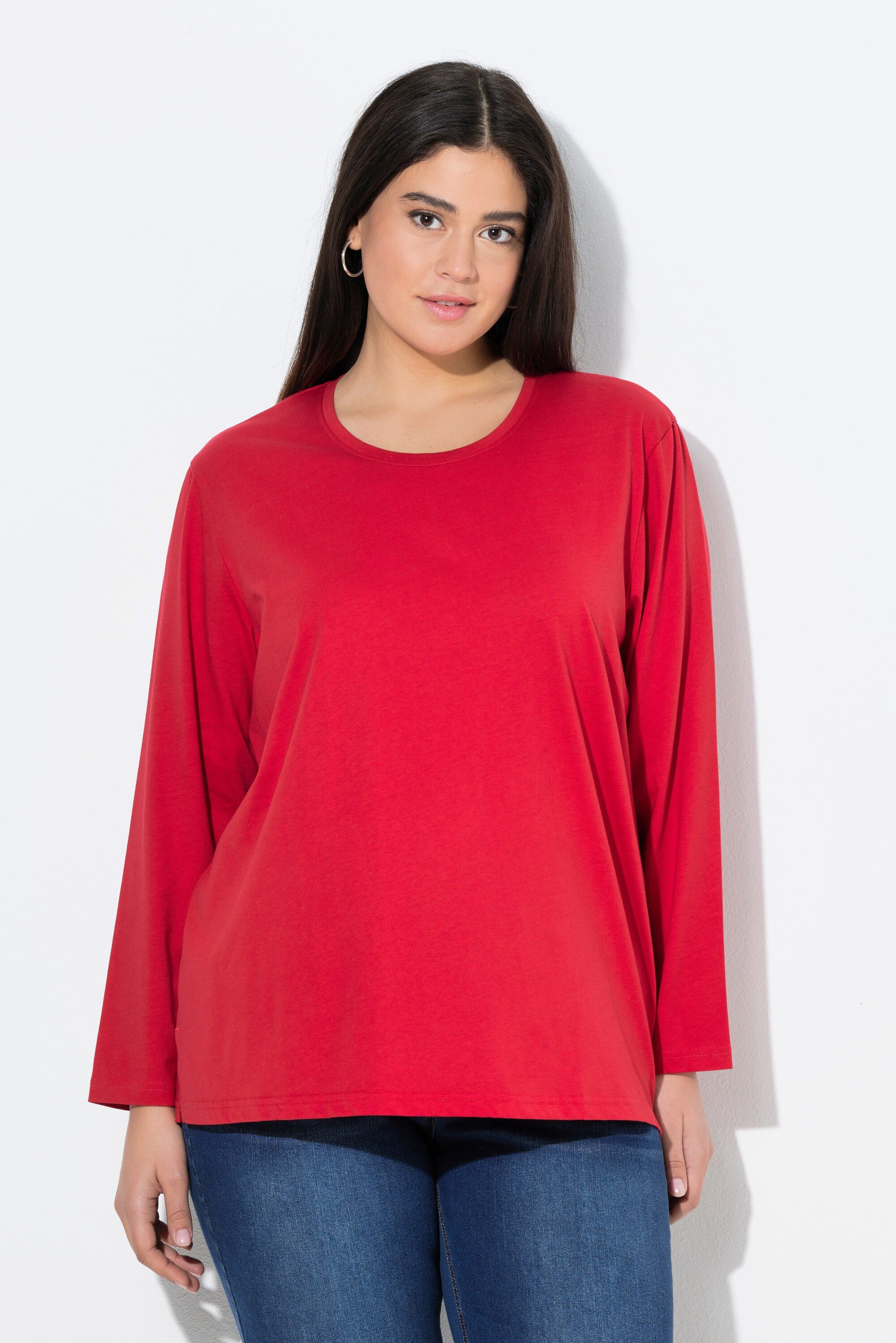 Ulla Popken T-Shirt Shirt Relaxed Rundhalsausschnitt Langarm günstig online kaufen