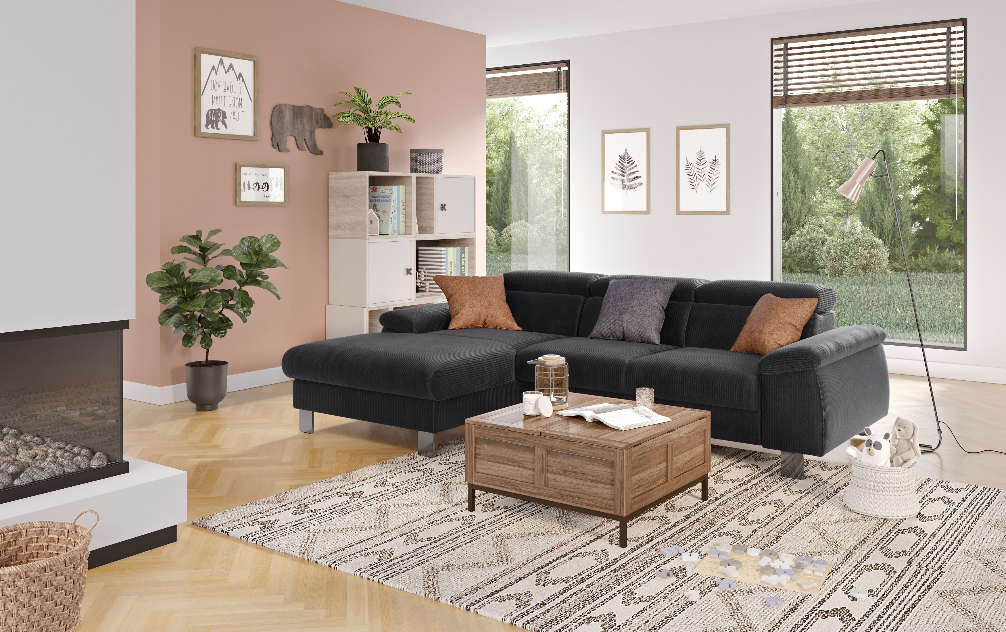 COTTA Ecksofa "Komaris L-Form, B: 244 cm" mit Kopfteilverstellung, optional günstig online kaufen