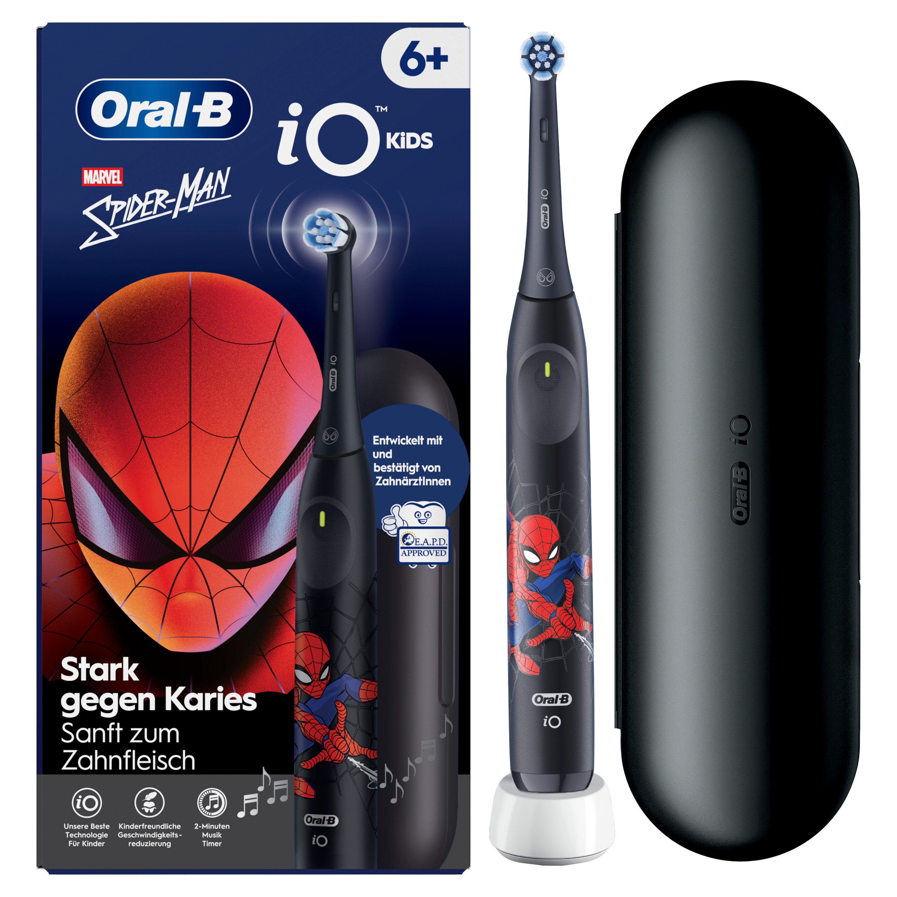 Oral-B Elektrische Kinderzahnbürste iO Kids 6+ Spiderman, Щетки: 1 St., 1 Reise-Etui, Musik-Timer, 3 Modi, ab 6 Jahren