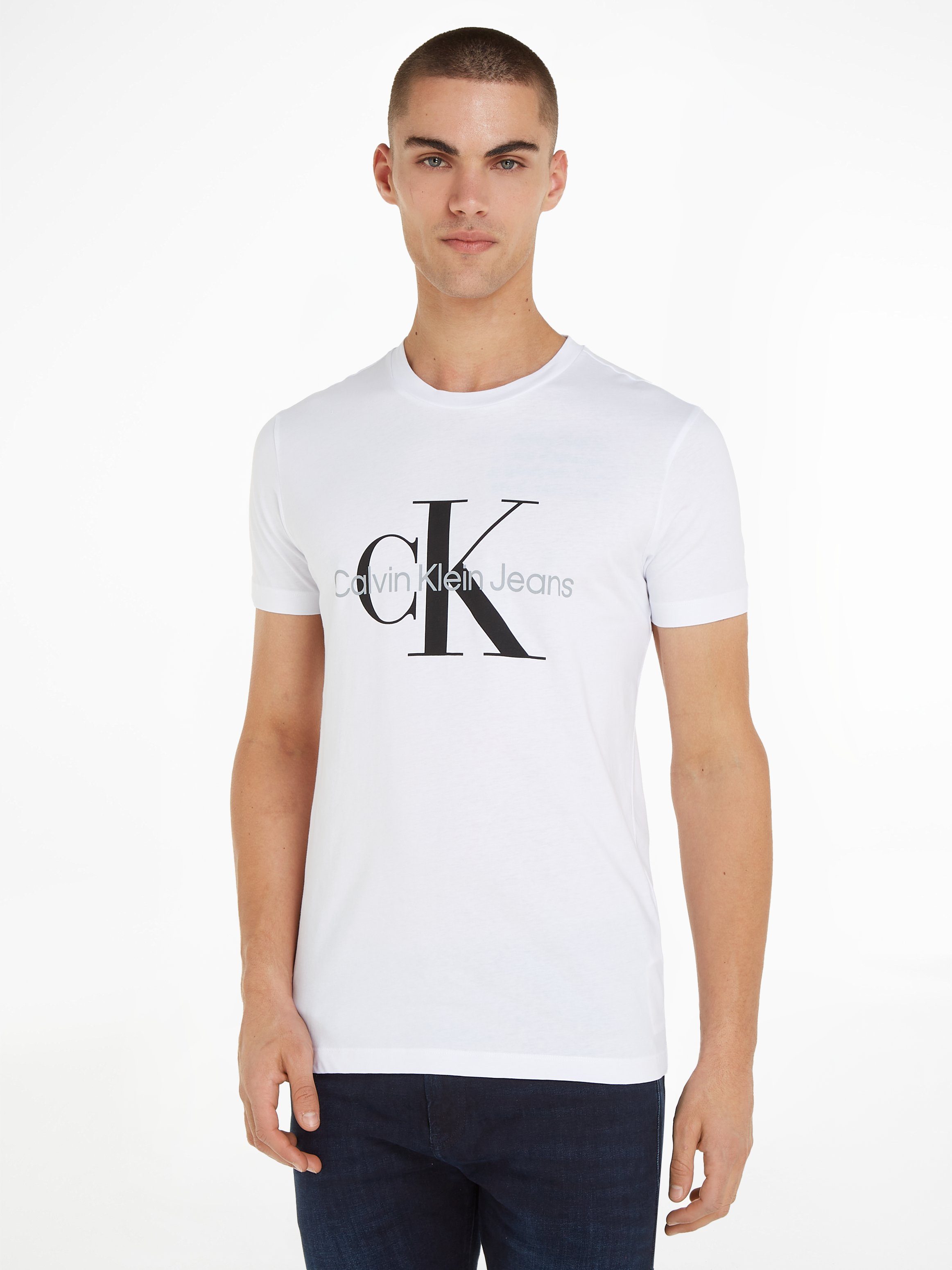 Calvin Klein Jeans T-Shirt ICONIC MONOGRAM SLIM TEE mit großem CK-Print günstig online kaufen