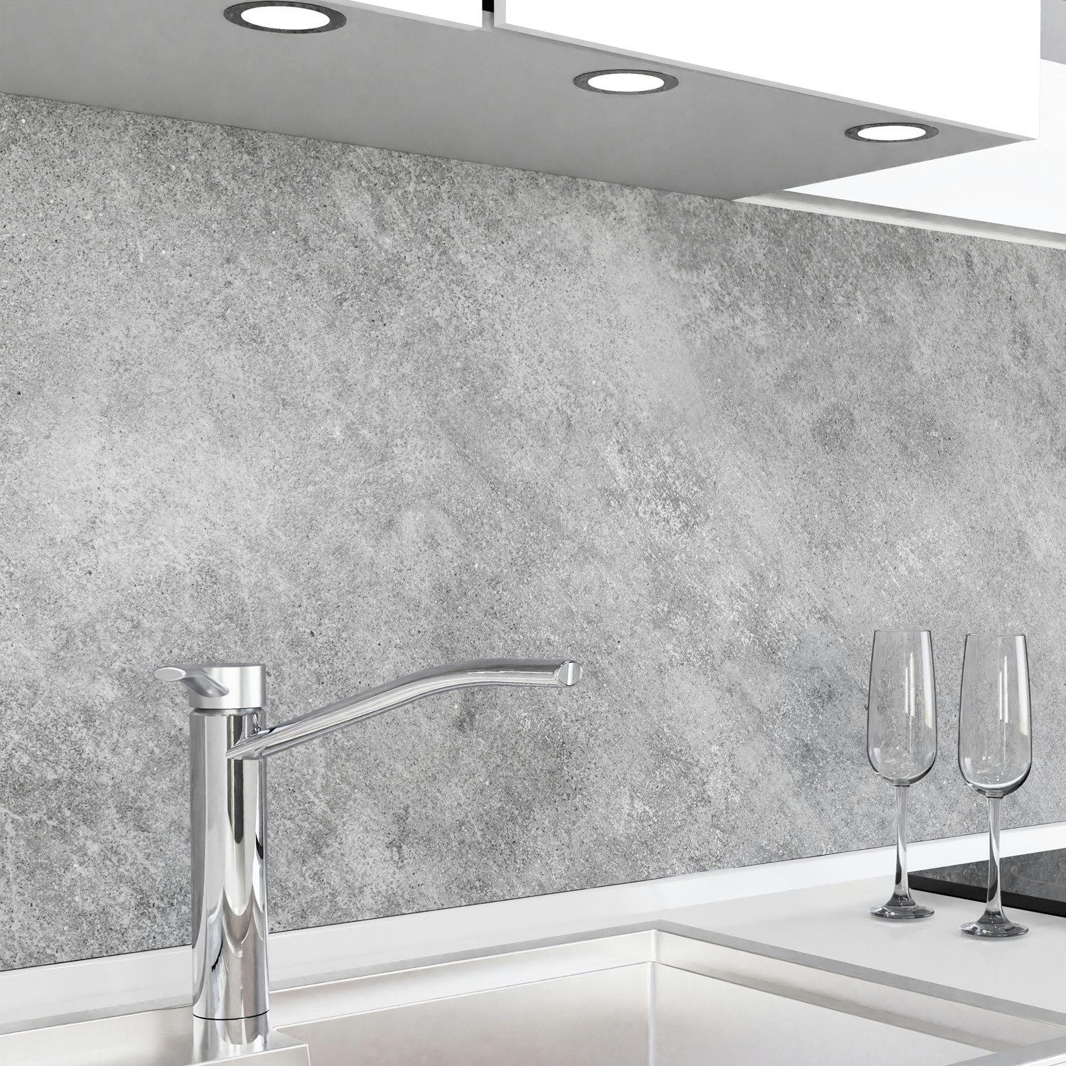 danario Küchenrückwand Folie selbstklebend - Matt - Spritzschutz Küche - versteift & robust
