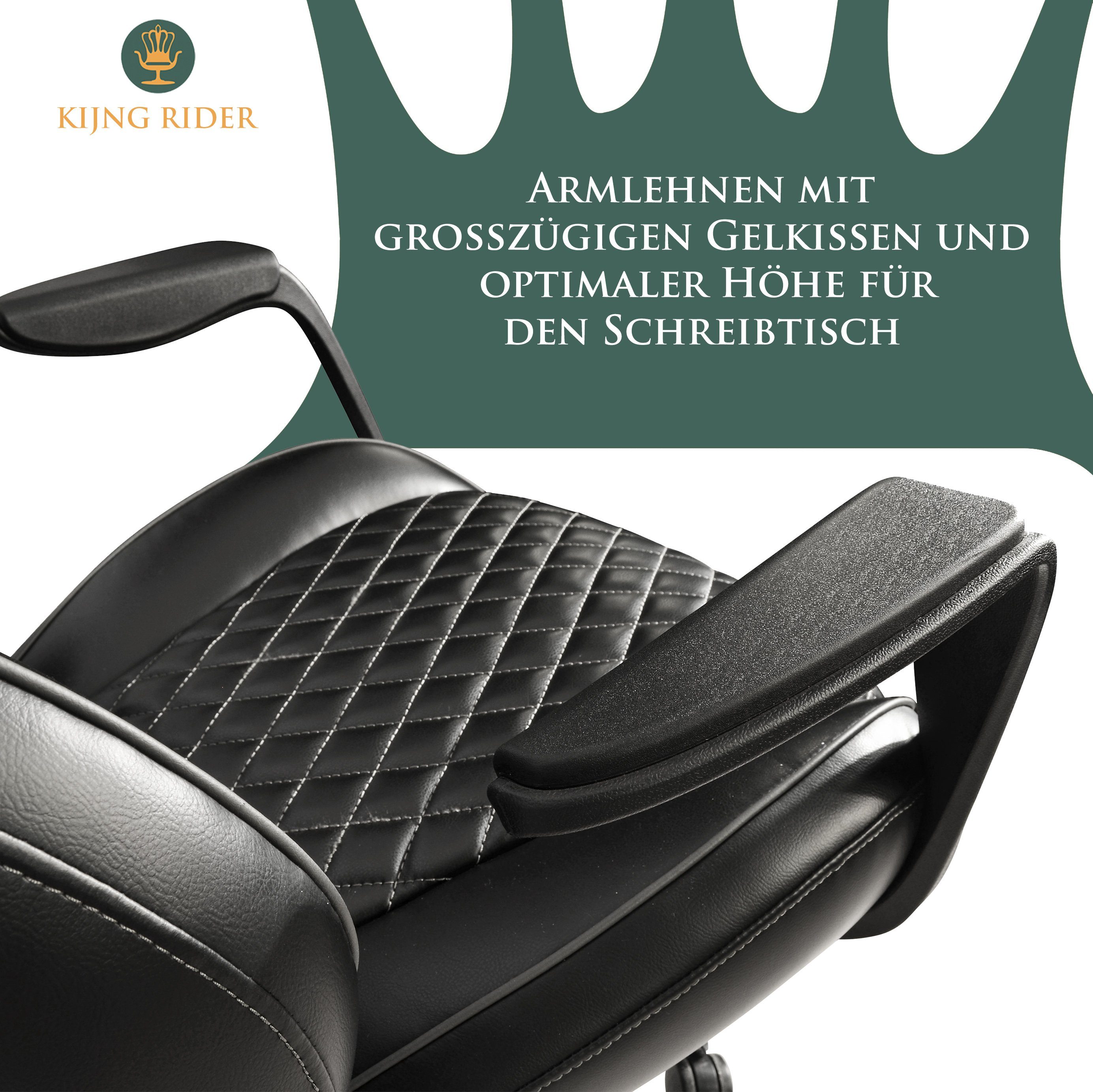 Set) - Gamingstuhl Schwarz Chefsessel Lederfaserstoff (Kein Ergonomischer Kijng Rider Chefsessel