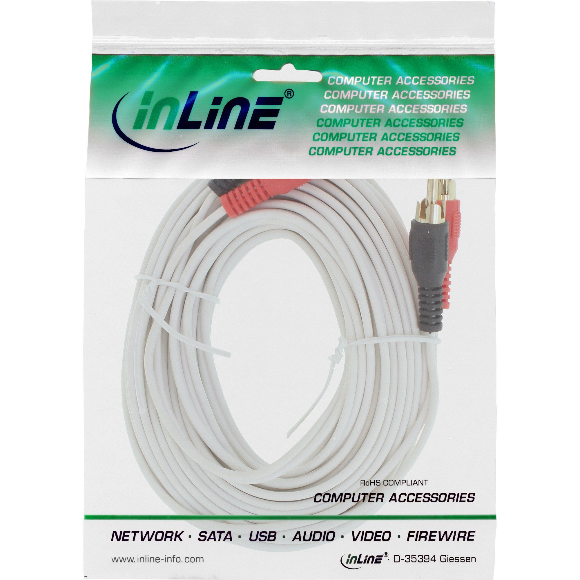 INTOS ELECTRONIC AG »InLine® Cinch Kabel, 2x Cinch, Stecker / Stecker, weiß  / gold, 10m« Audio- & Video-Kabel online kaufen | OTTO