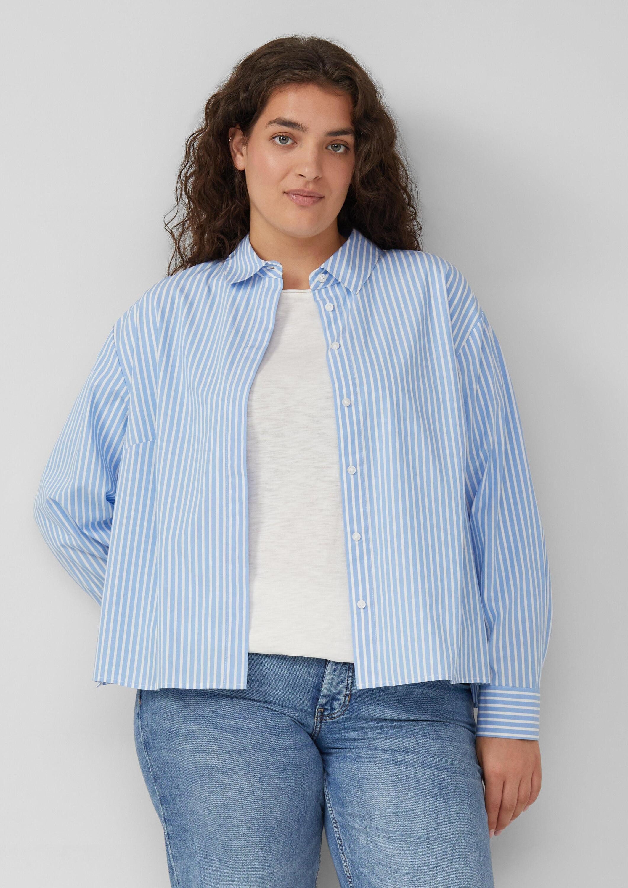 s.Oliver Langarmbluse Bluse Gestreifte Popeline-Bluse im Boxy Fit (1-tlg)