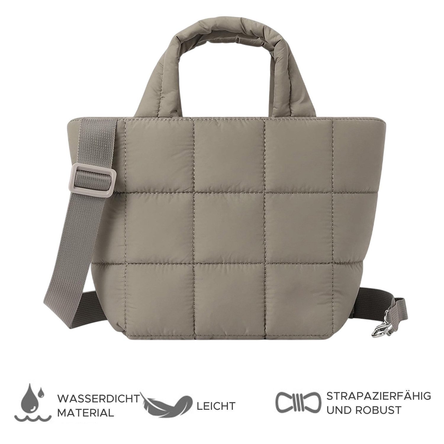 Oemmn Schultertasche Leichte Stepptasche mit Henkel & abnehmbarem Gurt, Puffer Handtasche – Bild 5 von 5