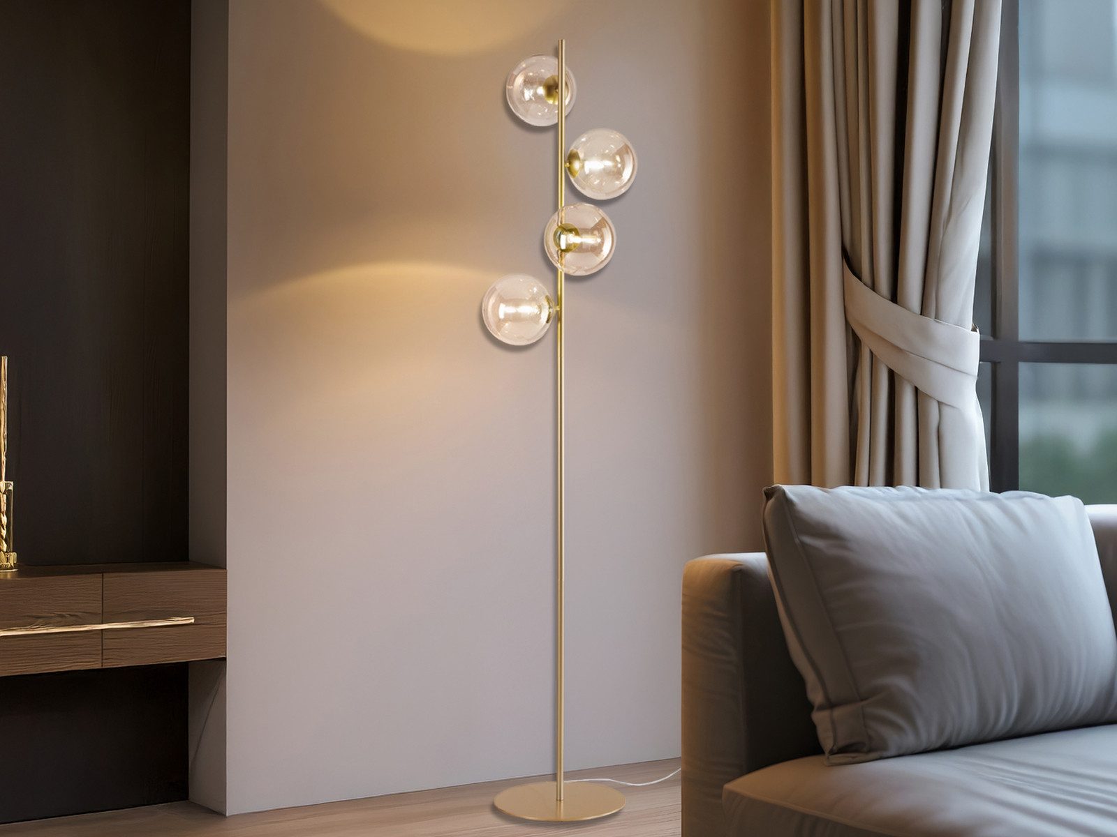 Luce Design Ambiente LED Stehlampe mit Glas-Kugeln, Höhe 160cm, Dimmfunktio günstig online kaufen