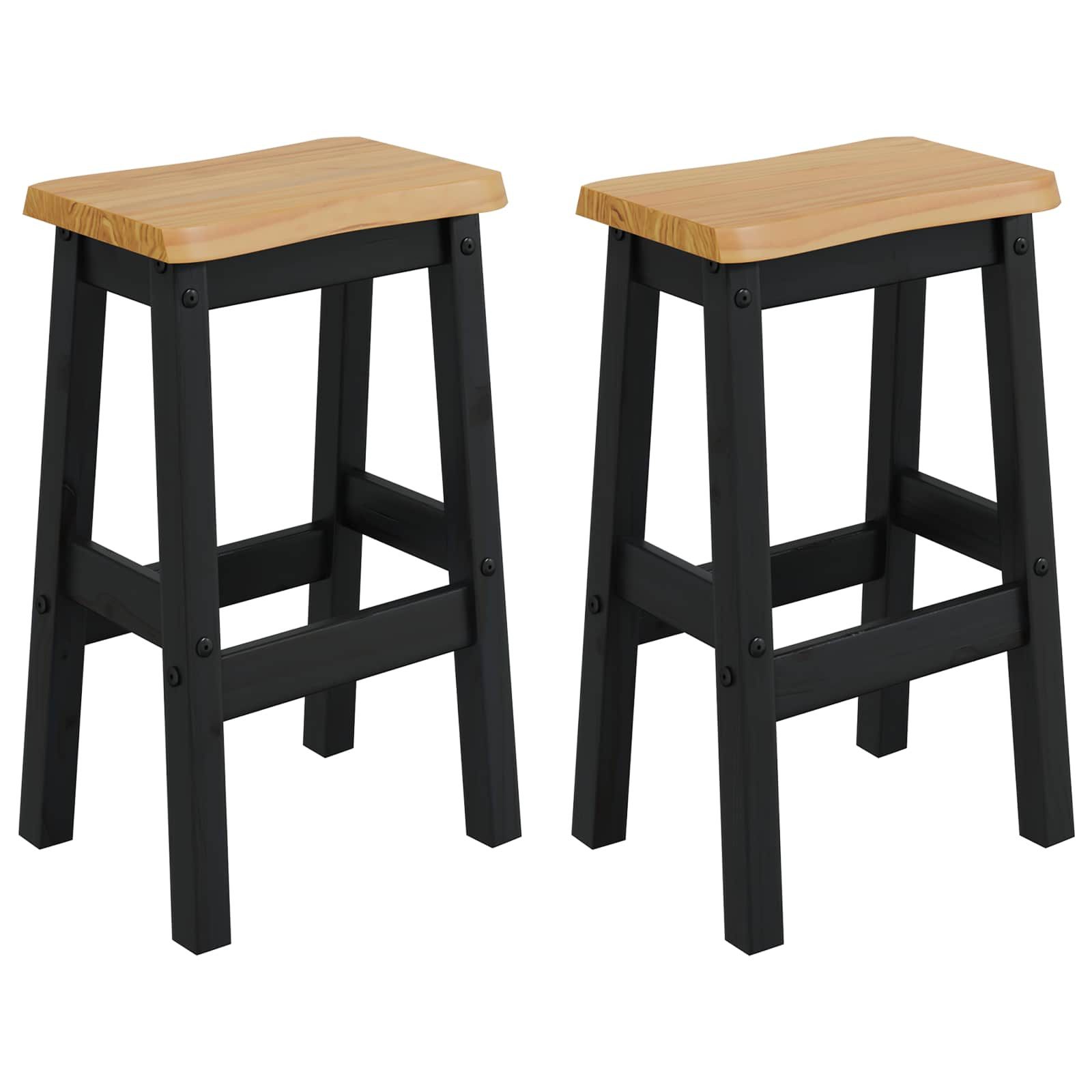 vidaXL Barhocker Hoher Barhocker EKAI 2 stk. Schwarz 40 x 29 x 63 cm (2 St)