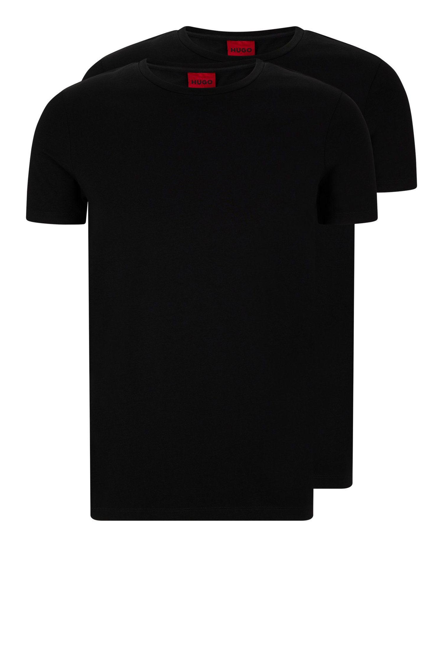 Round-Doppelpack Schwarz (1-tlg) T-Shirt HUGO (001)