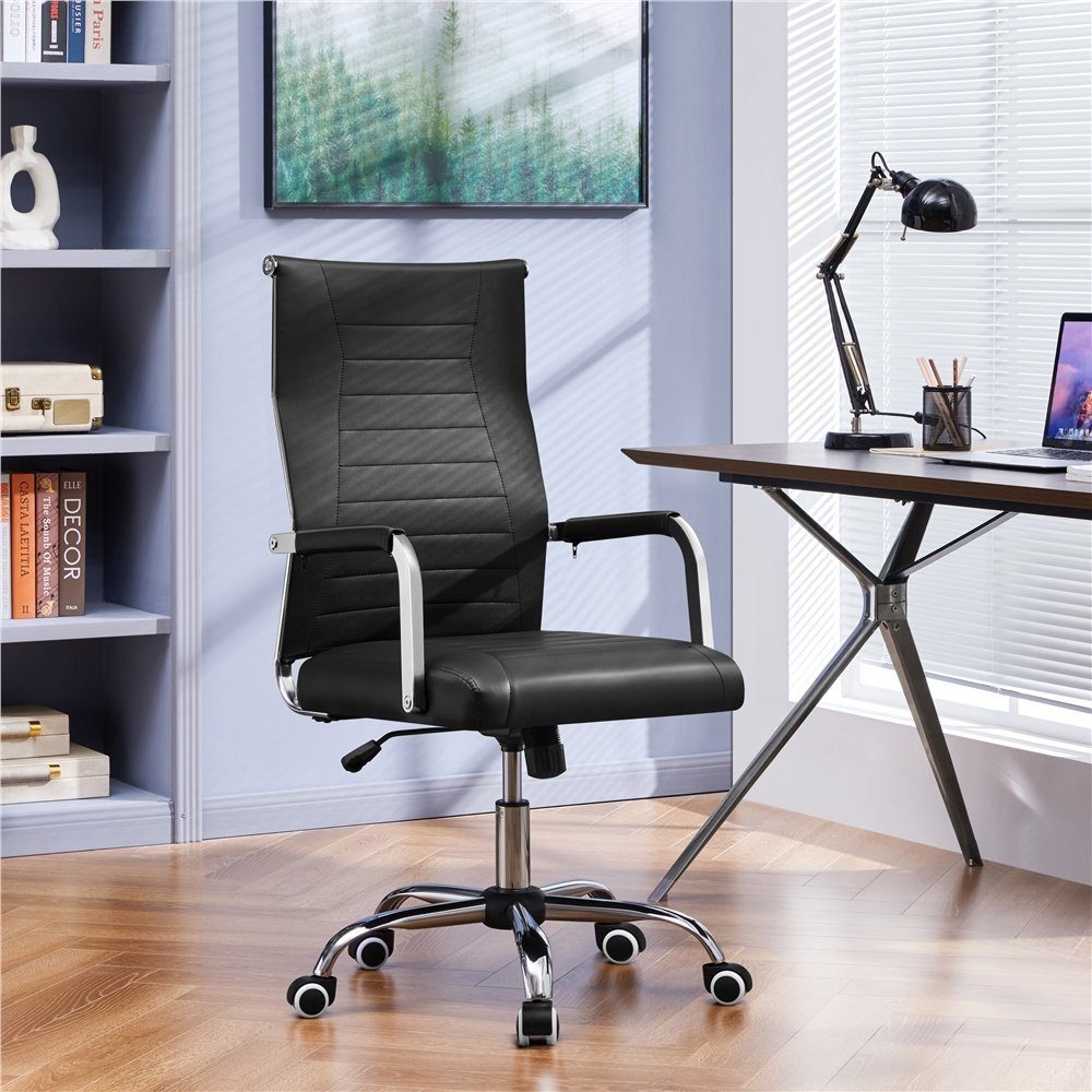 Yaheetech Bürostuhl, Schreibtischstuhl mit schwarz Rückenlehne Computerstuhl verstellbarer