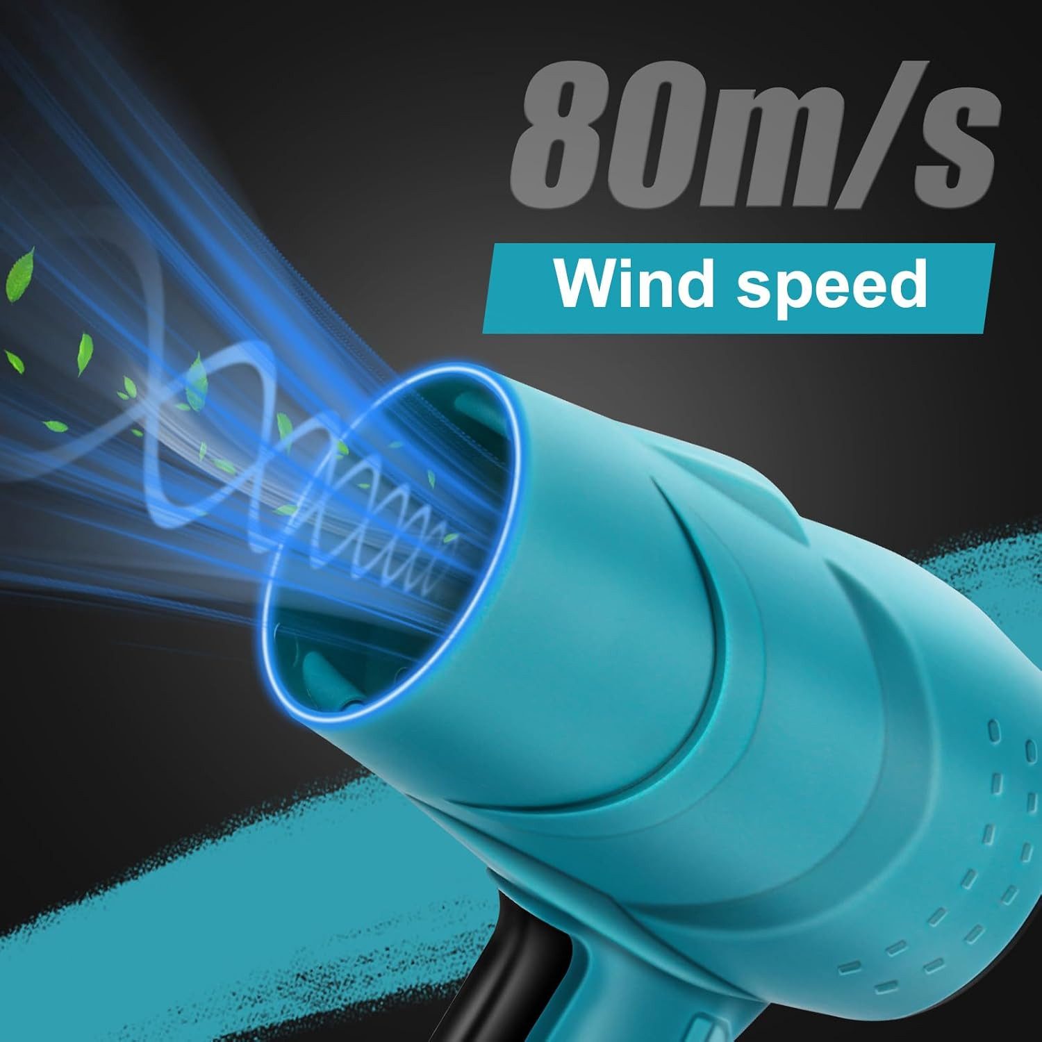 Athlix Akku-Laubbläser Mini Akku Laubbläser mit 2 Akkus, kabellos für Rasen, Laub, Auto, 1500 W, 128.000 U/min, 200 m/s Windgeschwindigkeit