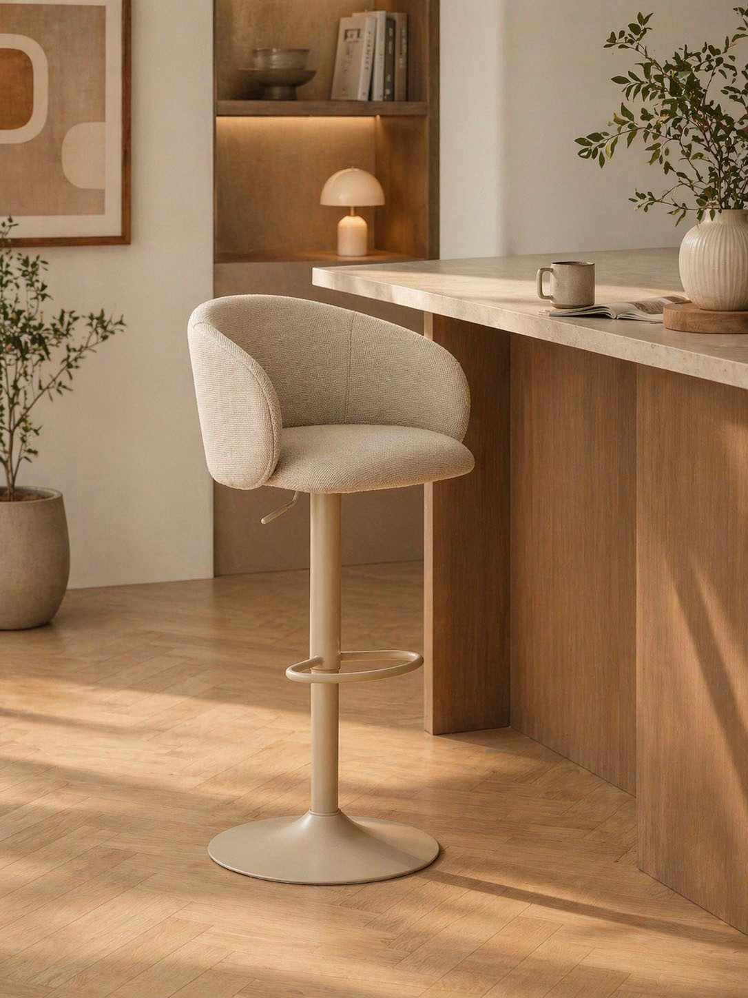 ACTONA GROUP Barhocker Eleanor gepolstert - drehbar & höhenverstellbar, moderne (1 St), Bequemer Barstuhl mit Fußstütze und Drehfunktion im Scandi Stil