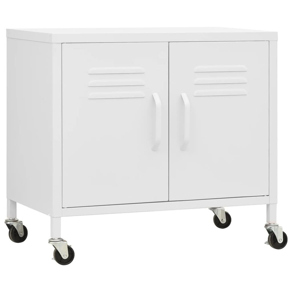 furnicato Container Weißer Stahlschrank 60 x 35 x 56 cm mit Rollen und verstellbarem (1-St)