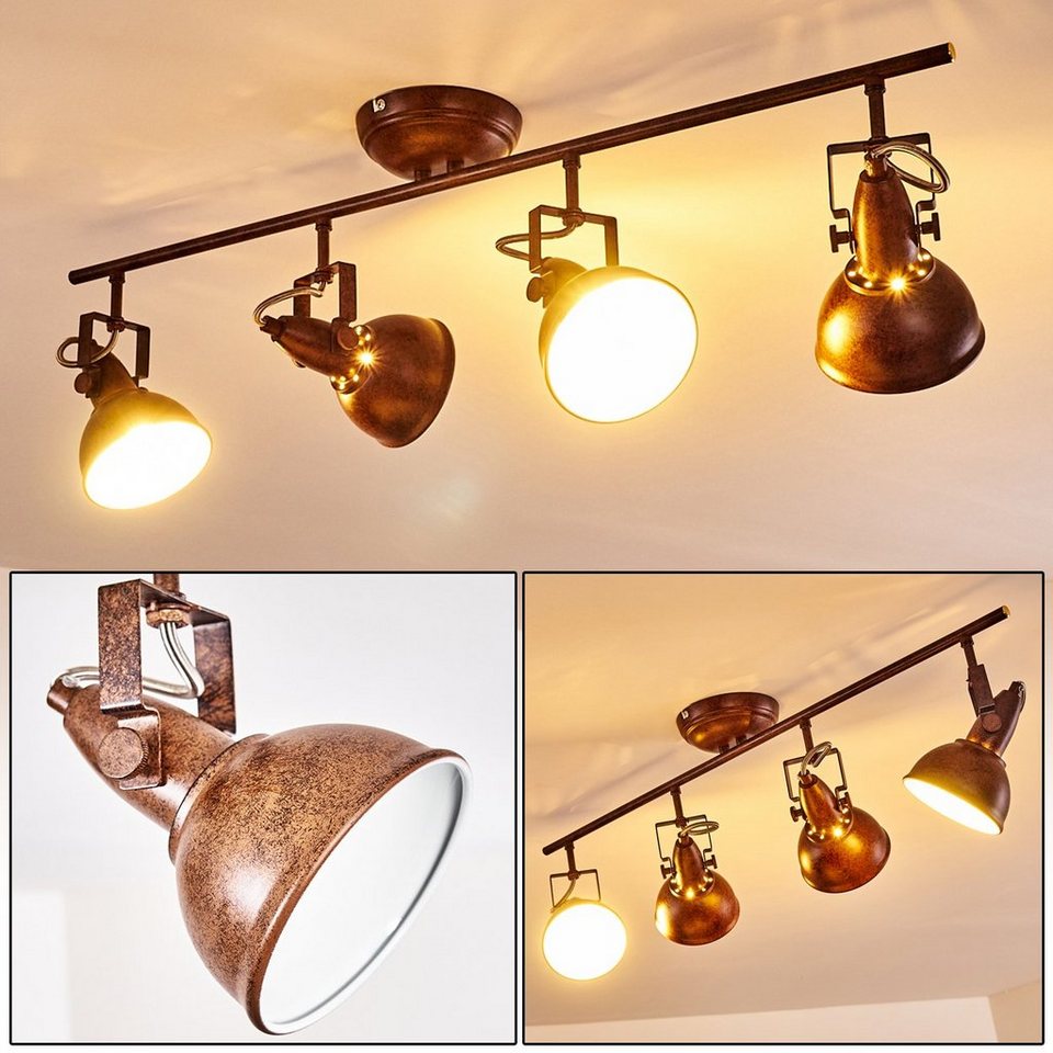 hofstein Deckenleuchte »Arazane« Deckenlampe aus Metall in Rostbraun/Weiß, ohne  Leuchtmittel, mit verstellbaren Strahlern, 4xE14, Spot im Retro/Vintage  Design