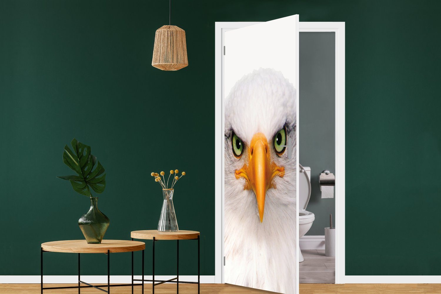 Weißkopfseeadler Adler Jungen 75x205 Vogel - Fototapete Porträt Türaufkleber, - Amerikanischer Tür, - Matt, für bedruckt, MuchoWow St), Türtapete -, (1 - cm