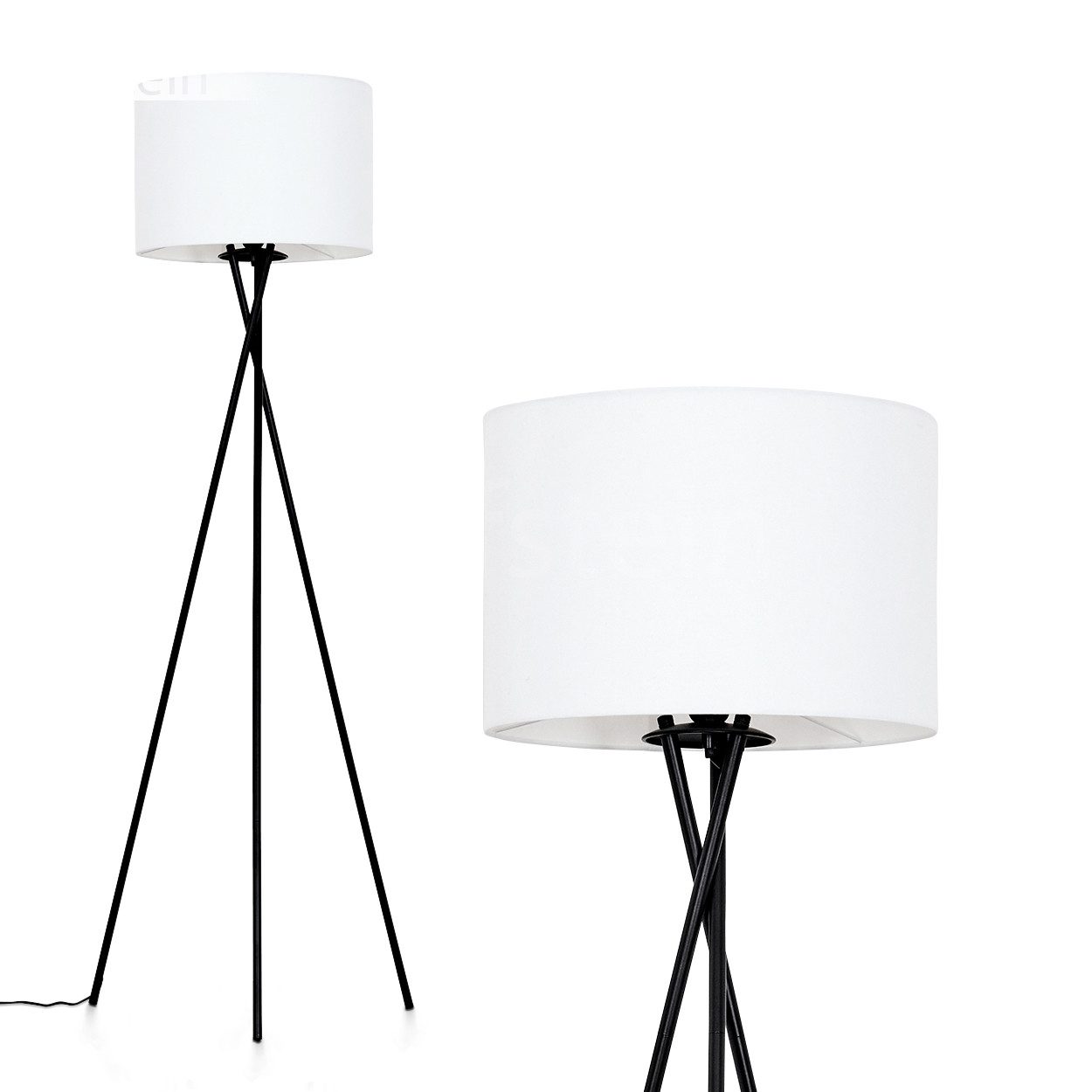 hofstein Stehlampe Stehlampe aus Metall/Stoff in Schwarz/Weiß, ohne Leuchtm günstig online kaufen