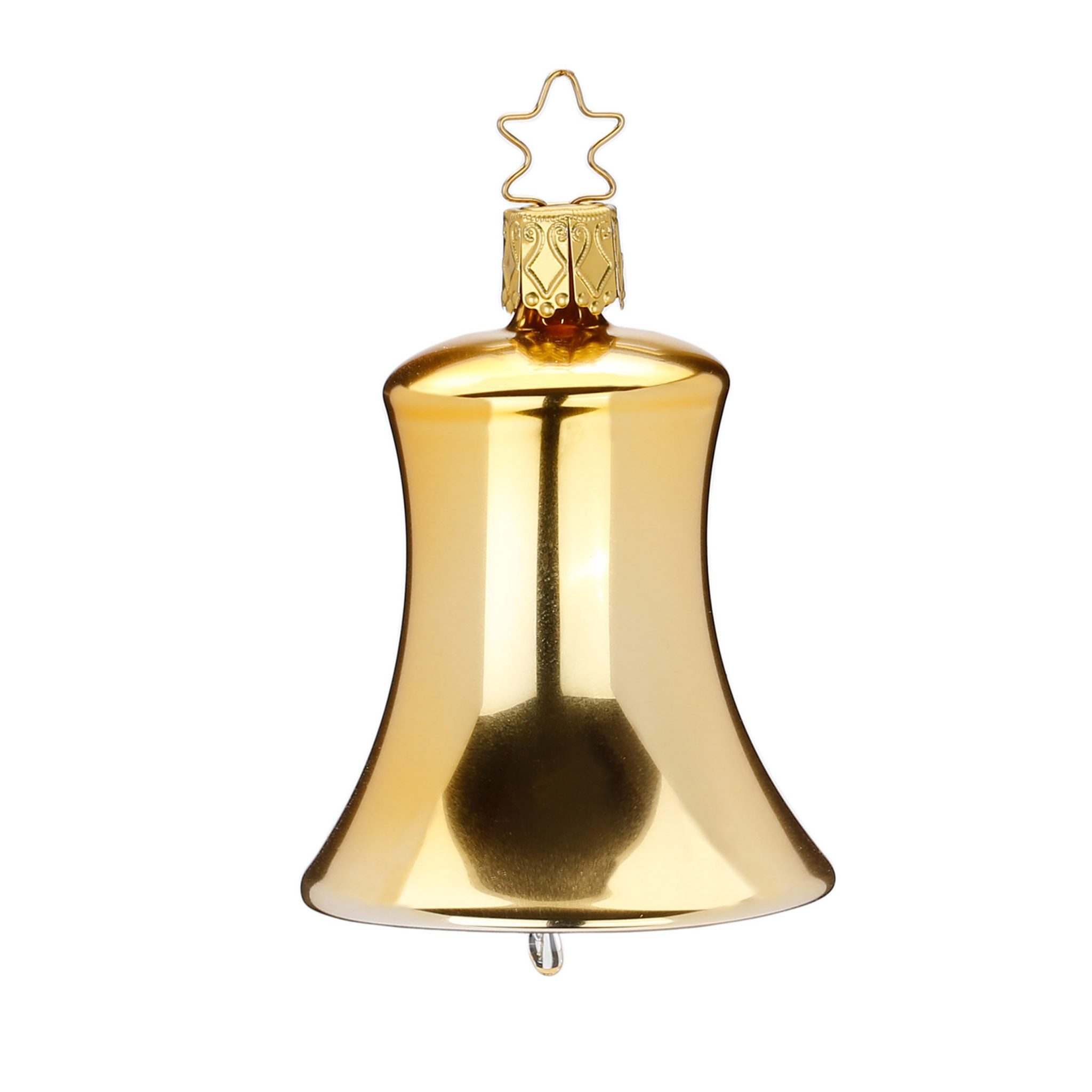 INGE-GLAS® Christbaumschmuck, Christbaumschmuck Glas Glocke 6,5cm Gold glänzend