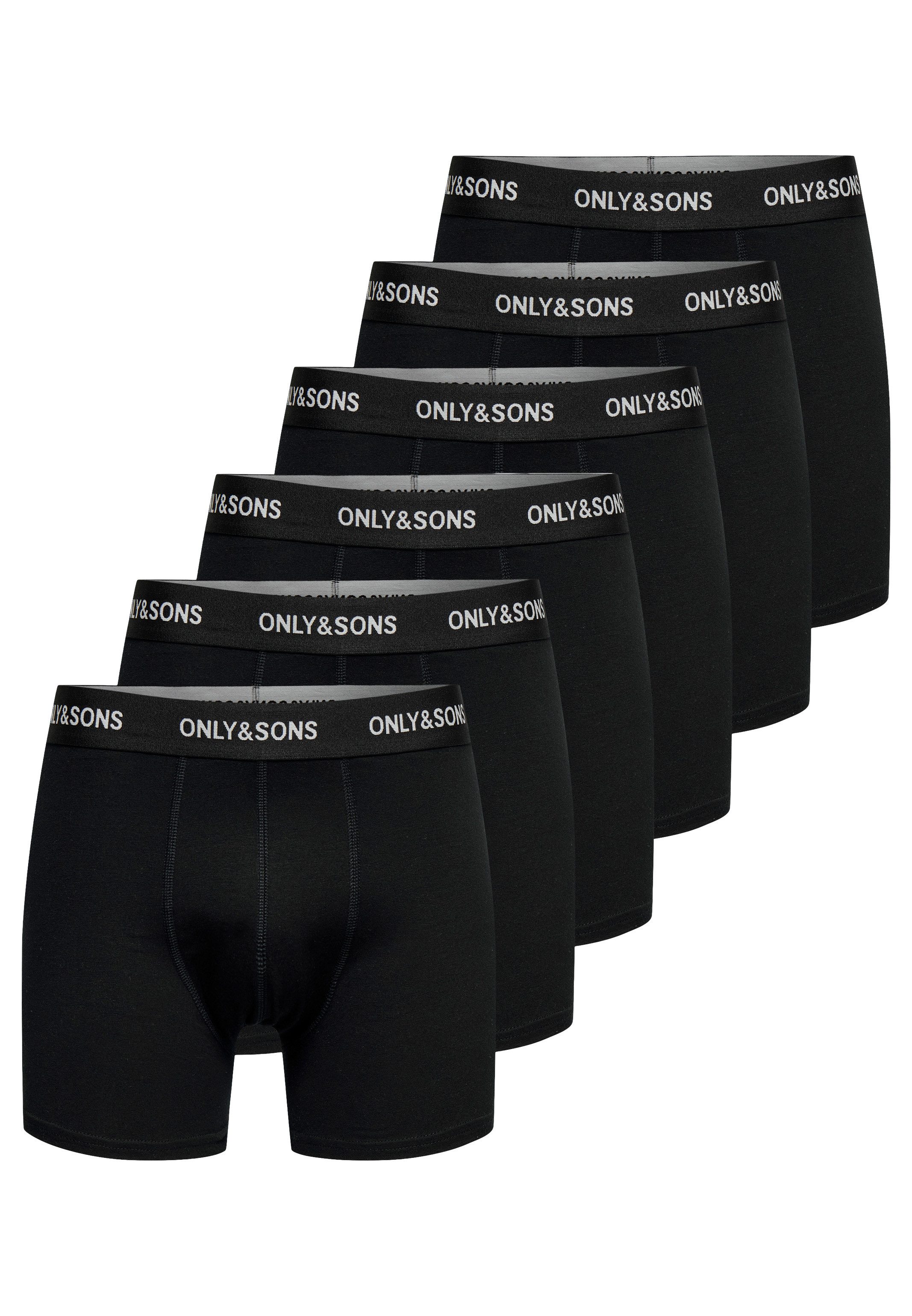 ONLY & SONS Retro Boxer 6er Pack Basic (Spar-Set, 6-St) Retro Short / Pant - Baumwolle - ohne Eingriff - Blickdicht