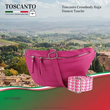Toscanto Gürteltasche Toscanto Tasche pink Gürteltasche sehr (Gürteltasche), Damen Gürteltasche Leder, pink ca. 37cm x ca. 20cm