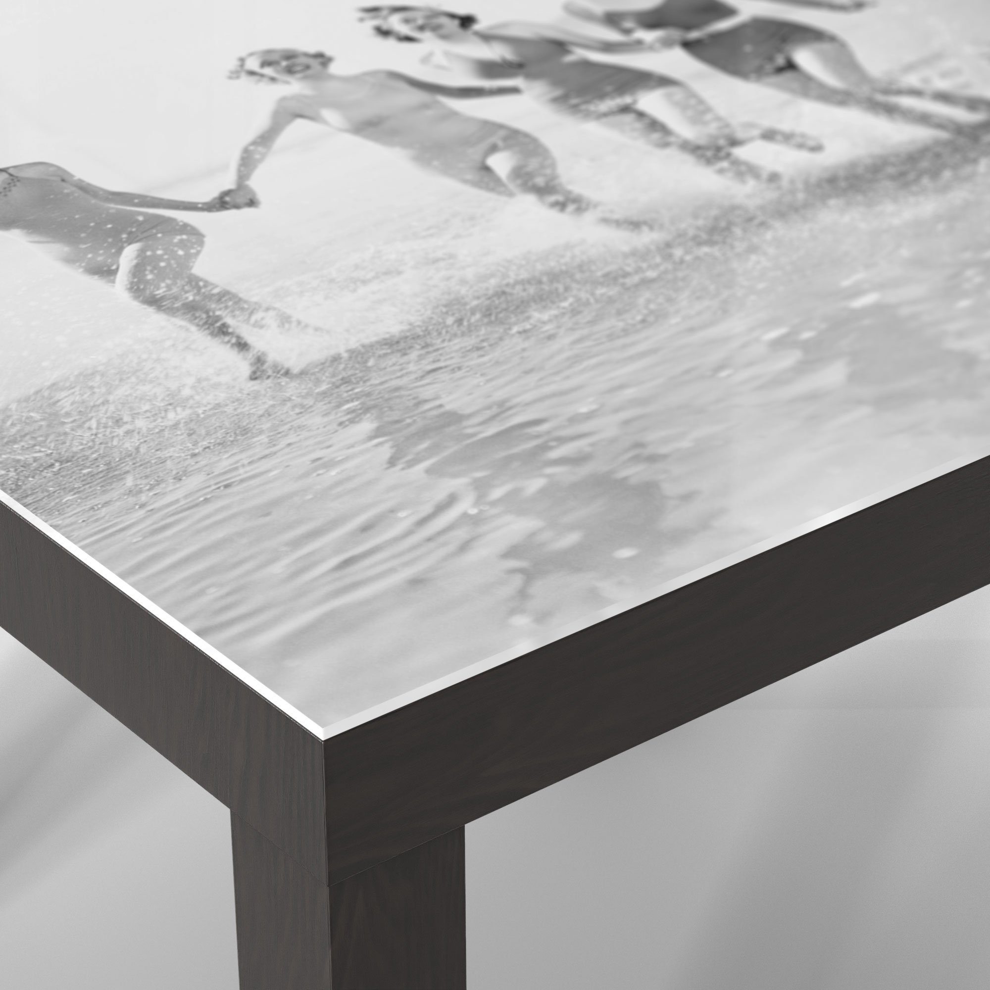 Glas Glastisch Schwarz modern 'Retro Badebekleidung', Beistelltisch DEQORI Couchtisch