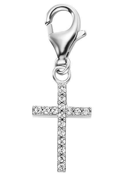 Engelsrufer Charm Kreuz Einhänger, Anhänger, Kreuz für Halskette, Armband ERC-LILCROSS-ZI, mit Zirkonia (synth)