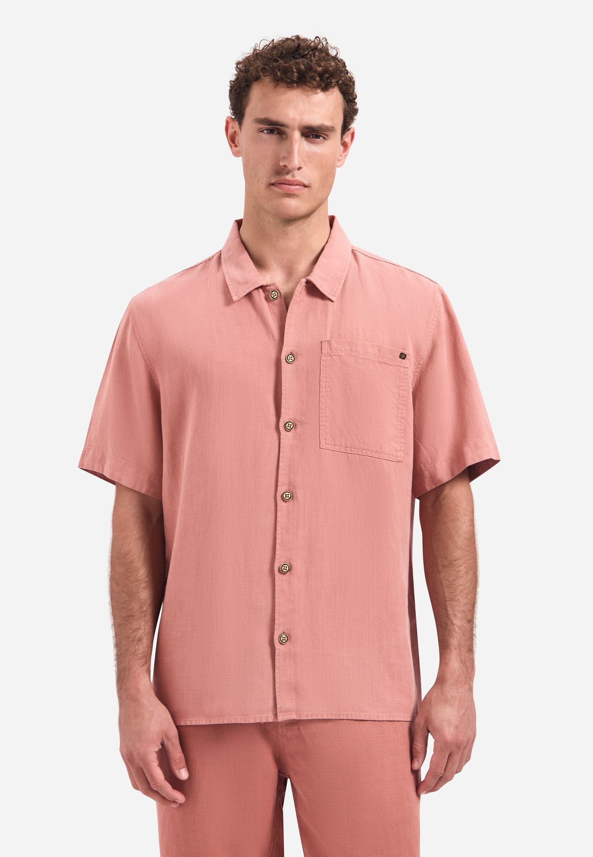 NO EXCESS Leinenhemd Shirt Short Sleeve With Linen, Garm