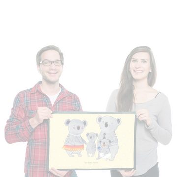 Fußmatte 50 x 75 cm Koala Familie - Gelb Pastell - Geschenk, Schmutzfangmatte, Mr. & Mrs. Panda, Höhe: 0 mm