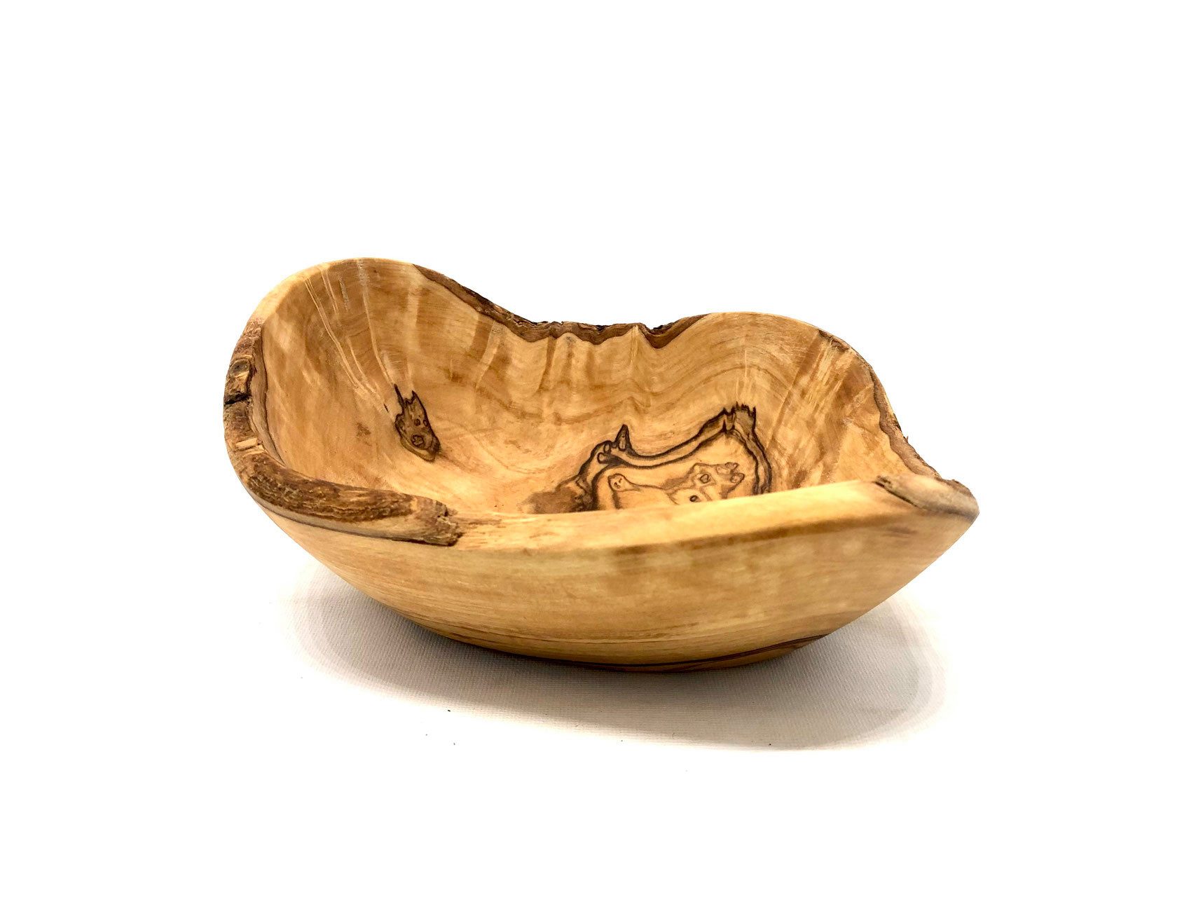 Olivenholz-erleben Snackschale RUSTIKAL klein (L/B/H: 10-11/6/4 cm) aus Olivenholz, Olivenholz, Passend für Brotscheiben oder kleines Gebäck, fein geschliffen