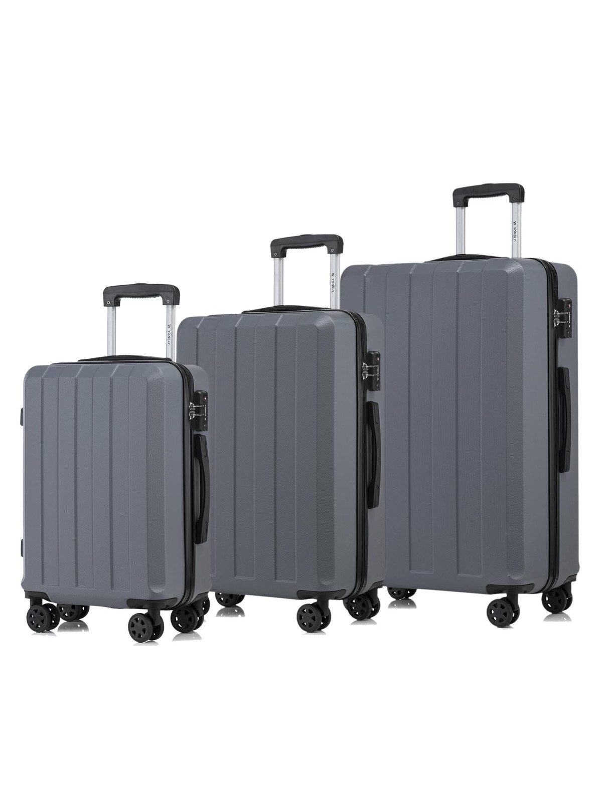 YONSLY Trolleyset Premium ABS-Hartschalen-Reisekoffer Trolley, 4 Rollen, (Spar-Set, 3 tlg., M/L/XL), TSA-Schloss, YKK-Reißverschluss & austauschbare Rollen und Griffe
