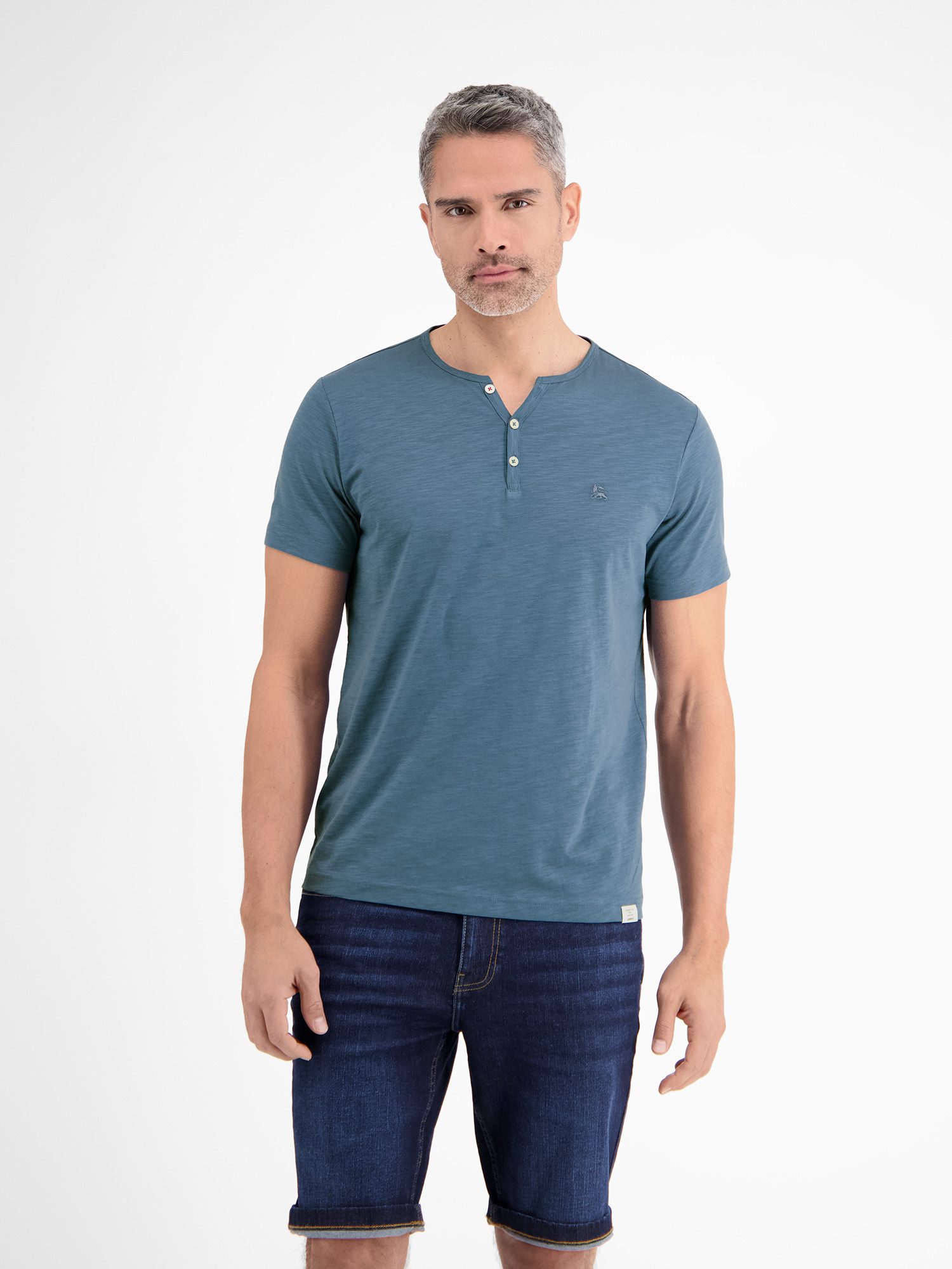 LERROS Henleyshirt "LERROS Serafino-Shirt in unifarbener Strukturware" günstig online kaufen