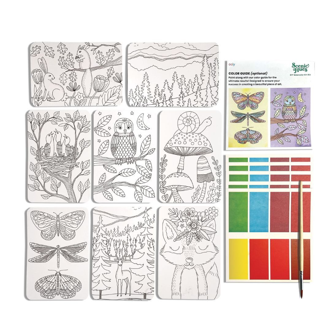 suebidou Malvorlage D.I.Y. Aquarell-Kunst-Kit 'Scenic Hues - Waldabenteuer'