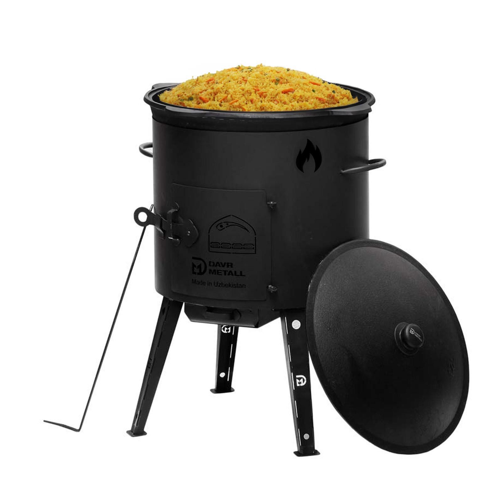 Feuerstelle Ø49cm Uchag 2mm Stahl 22L Kazan Gusseisen Kasan Utschak Feuerstelle