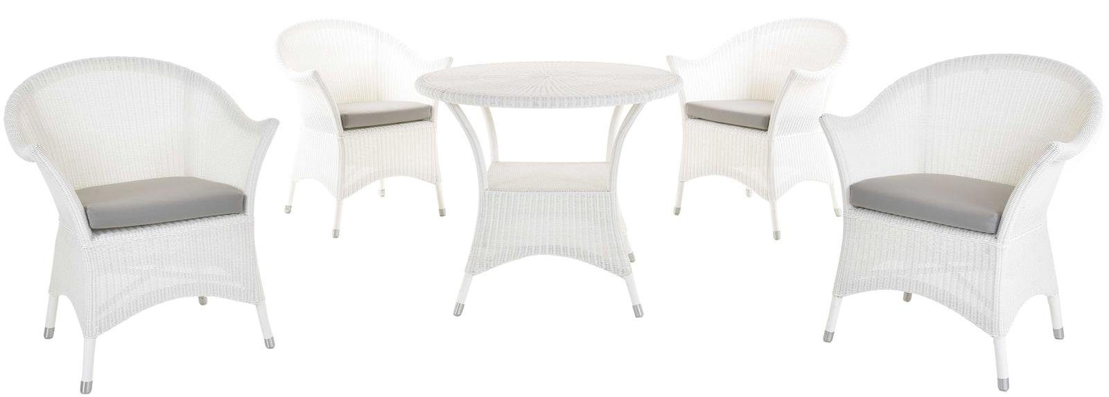 Personen Home Sitzgruppe (5-tlg), Sitzgarnitur Sitzgruppe wetterfest, Exklusives Stühle Tisch Set Garten mit 4 Polyrattan Krines Gartenmöbel PE 4 Rattan