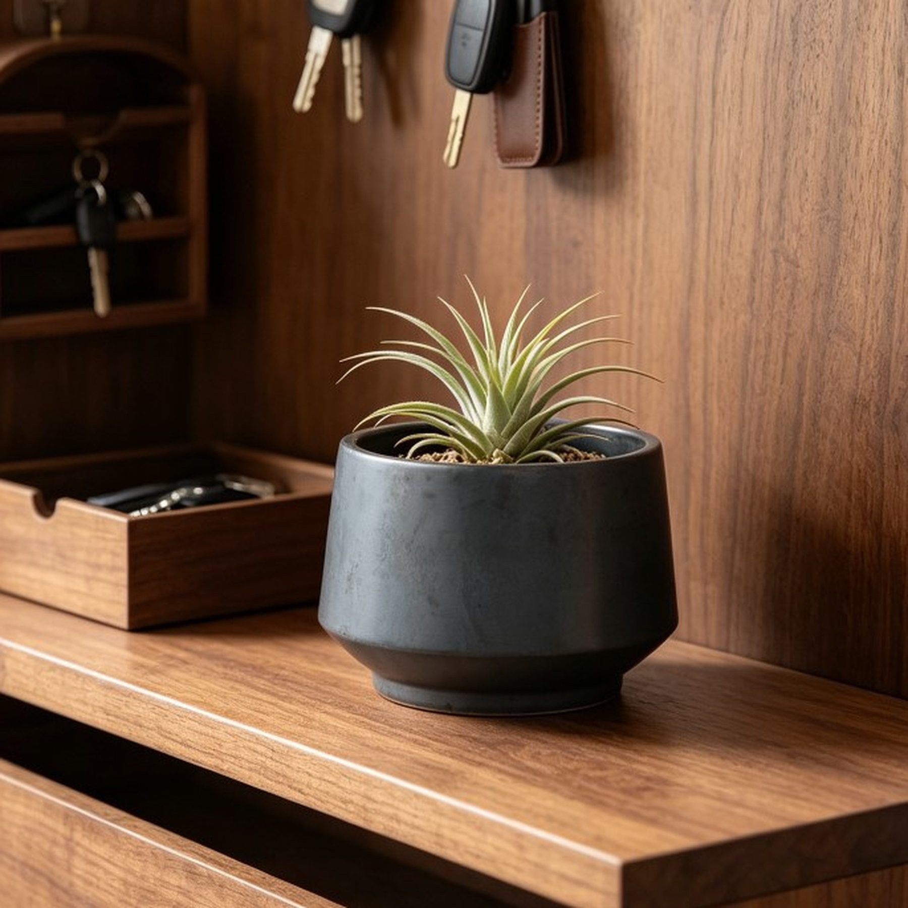 Odikalo Blumentopf Handgemachtes Keramikpflanztopf-Set dunkel Glasur musterlos ideal (38,1/28/22,9) für Fensterblatt/Geigenfeige Innen/Außen atmungsaktive Tonware)