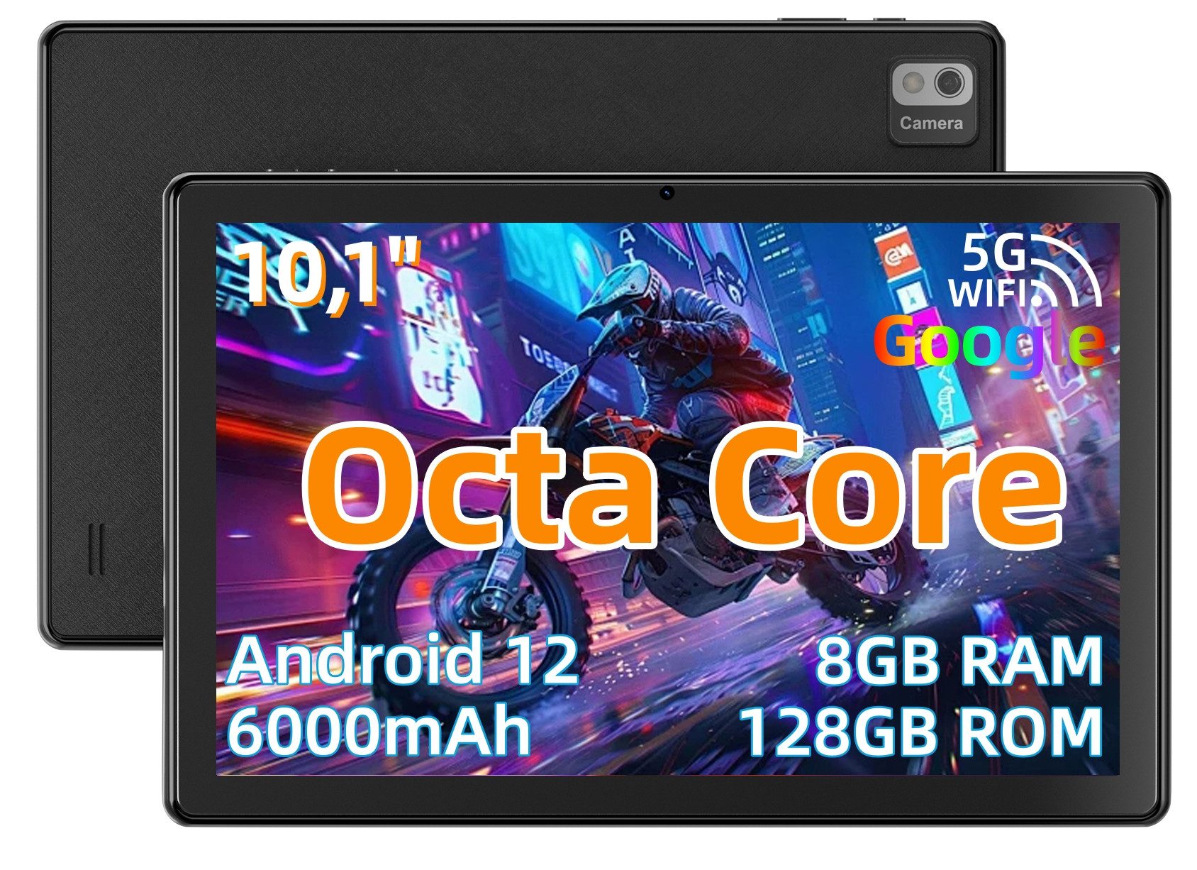 MENGHU 10,1 Zoll Tablet Octa Core 8GB RAM 128GB ROM Android 12 Grafiktablett (120 GB, Android 12, BT5.0)