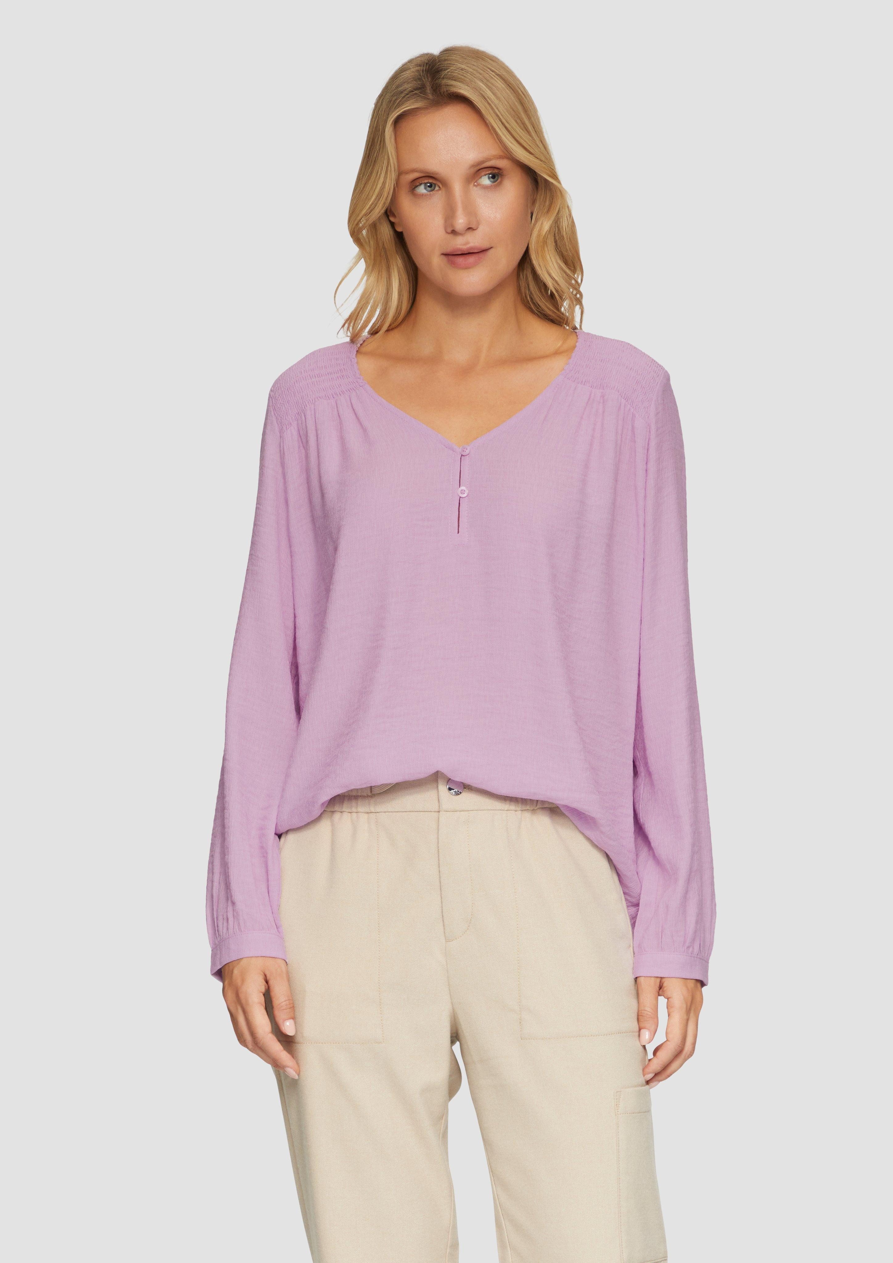 Langarmbluse Strukturierte Bluse aus Viskosemix mit Smok Details