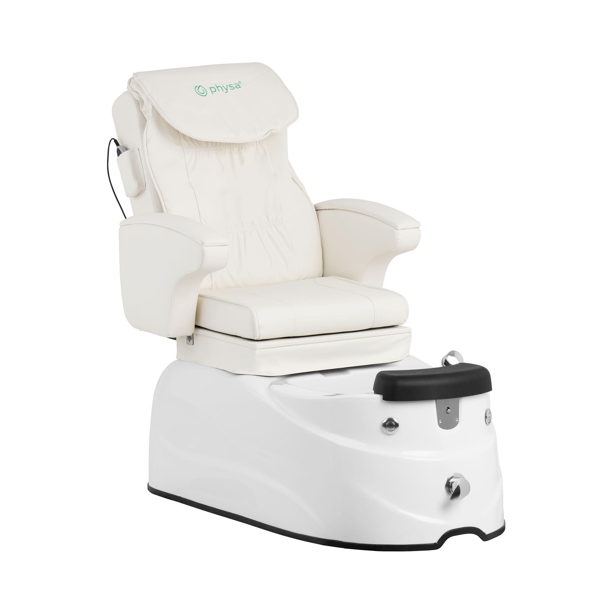 Physa Fußbad Fußpflegestuhl elektrisch mit Fußwanne 150 kg Rücken- & Nackenmassage, Weiß