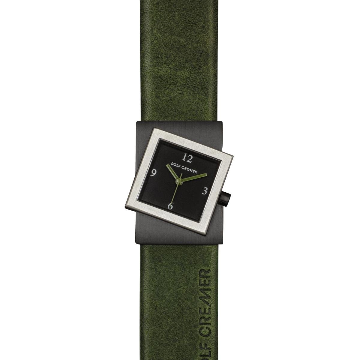 Quarzuhr Rolf Cremer Uhr Turn S 507766 Lederband, Edelstahl, grün