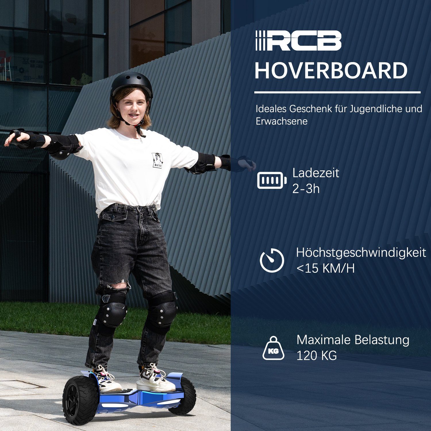 RCB Balance Scooter Kart Set, 8,5'' Off-Road SUV Hoverboard mit Sitz, Go-Kart, APP, Bluetooth