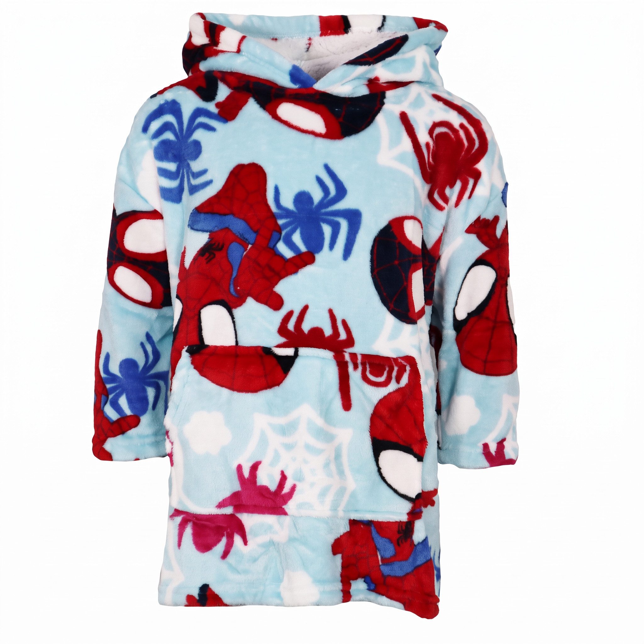 MARVEL Sweatponcho Marvel Spidey Kuschelponcho mit Ärmeln Kapuze Tasche 3-6 Jahre Bauchtasche