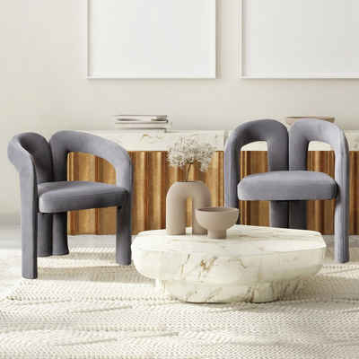Merax Esszimmerstuhl aus Samt (2 St), Küchenstuhl, Polsterstuhl, Wohnzimmerstuhl Sessel mit Armlehne