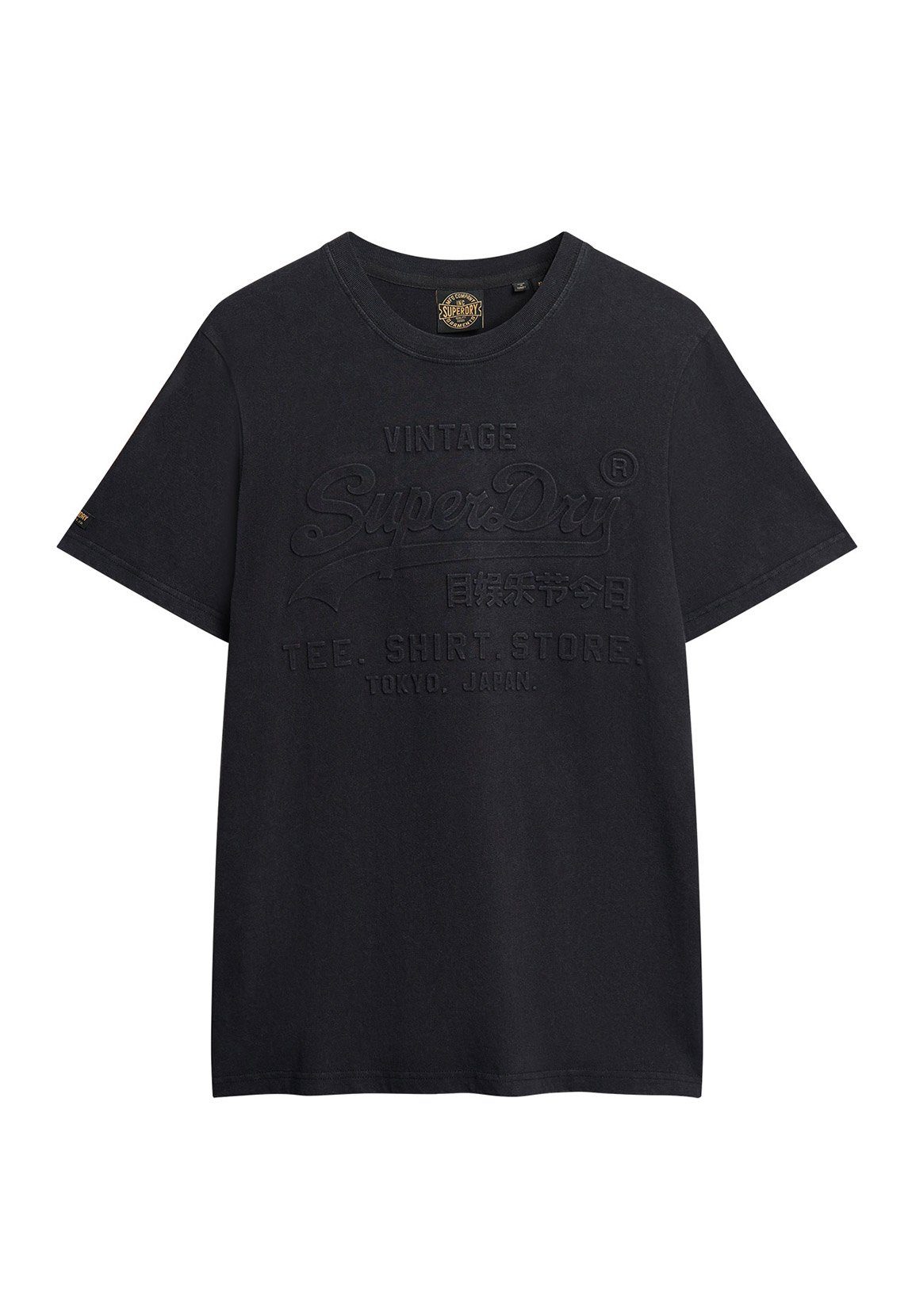 Superdry T-Shirt Superdry Herren T-Shirt EMBOSSED VL T SHIRT Jet Black Schwarz
